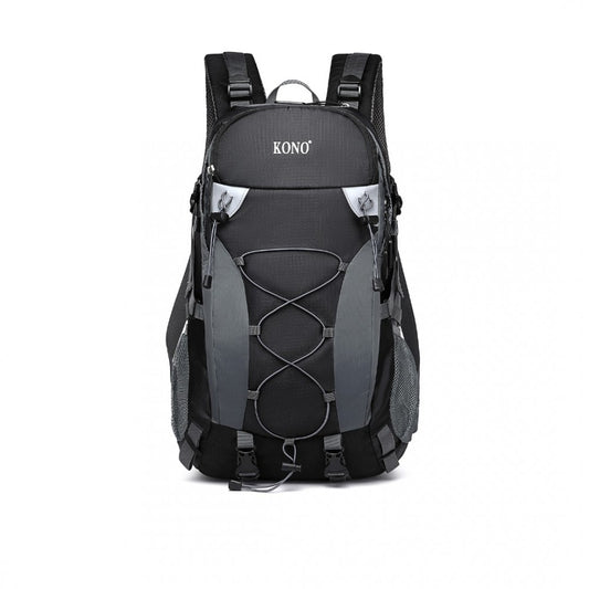 EQ2238 - KONO MULTI FUNCTIONAL OUTDOOR HIKING BACKPACK WITH RAIN COVER - BLACK