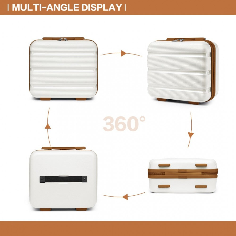 K2092L - KONO BRIGHT HARD SHELL PP SUITCASE WITH TSA LOCK AND VANITY CASE 4 PIECES SET - CLASSIC COLLECTION - CREAM