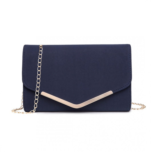 LH1756 - MISS LULU LEATHER LOOK ENVELOPE CLUTCH BAG - NAVY