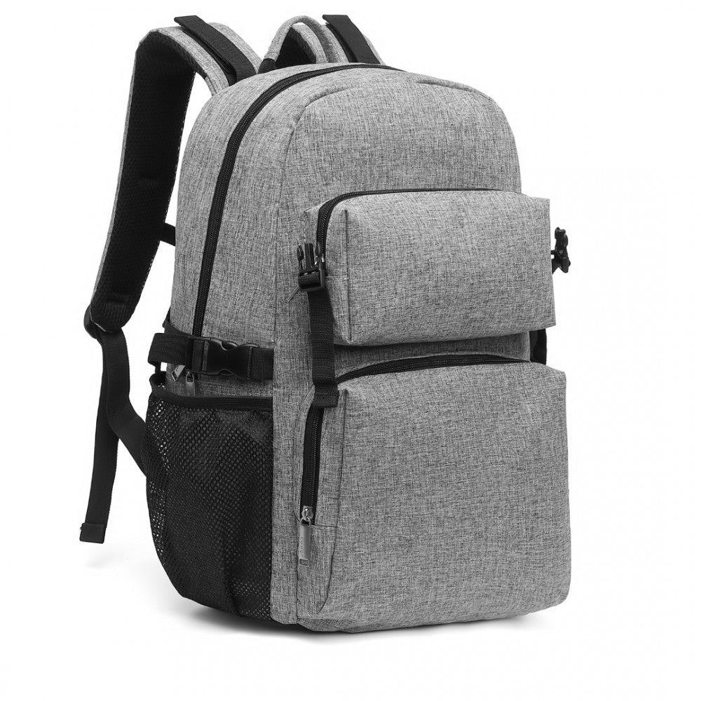 EQ2304 - KONO MEN'S VERSATILE AND SLEEK URBAN COMMUTER BACKPACK - GREY