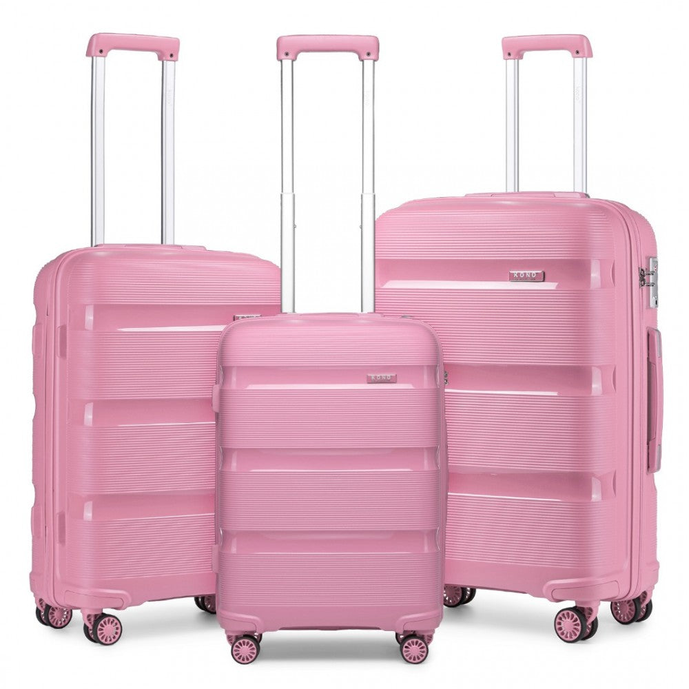 K2092L - VALIZA KONO BRIGHT HARD SHELL PP SET DE 3 PIESE - COLECȚIA CLASICĂ - ROZ