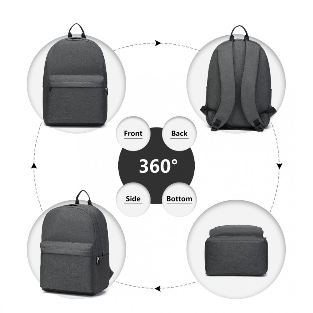 E1930 - KONO DURABLE POLYESTER EVERYDAY BACKPACK WITH SLEEK DESIGN - DARK GREY