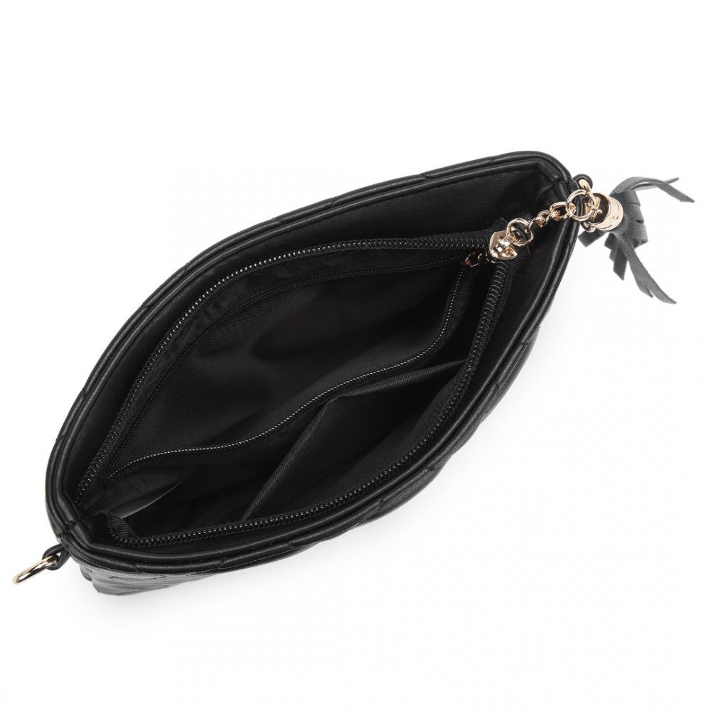 LB2247 - MISS LULU SMALL PU LEATHER SOFT CROSSBODY BAG - BLACK