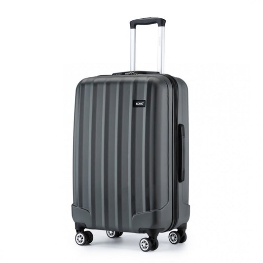 K1773-1L - KONO 24 INCH STRIPED ABS HARD SHELL LUGGAGE WITH 360-DEGREE SPINNER WHEELS - GREY