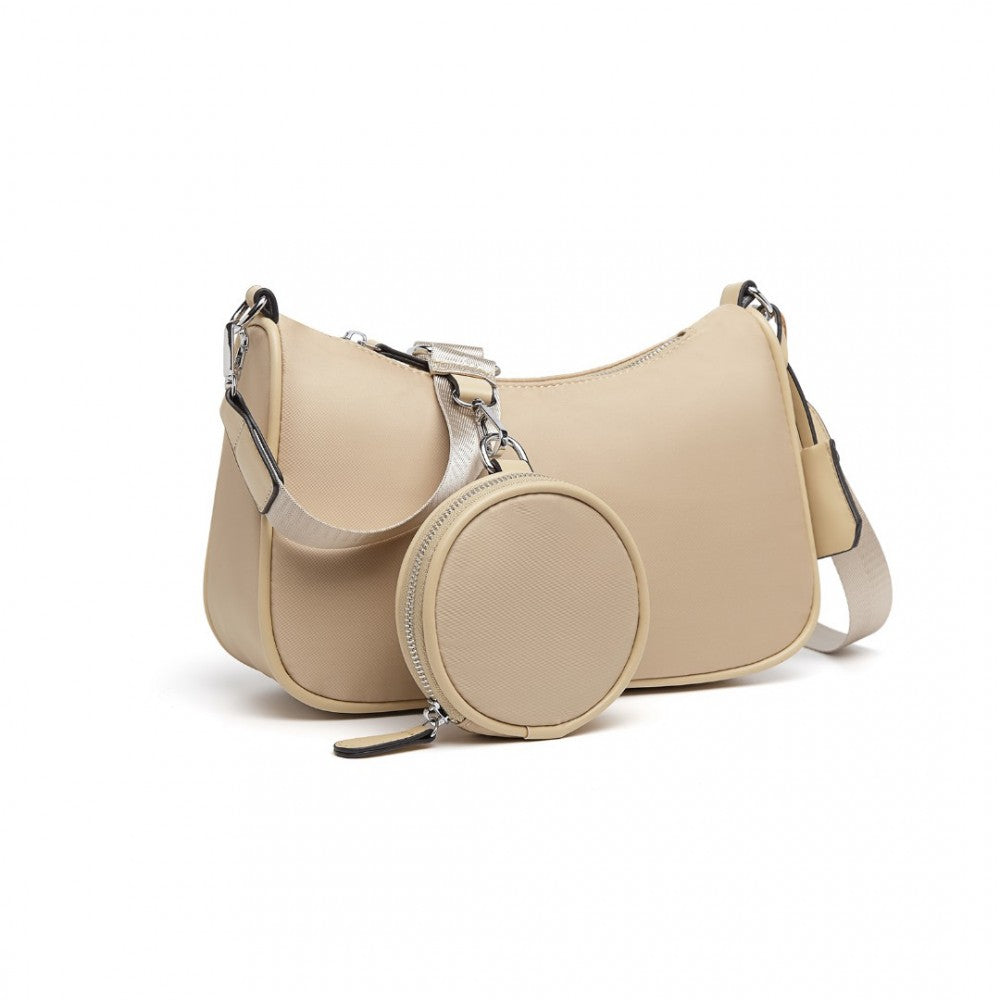 LB2060 - MISS LULU CROSS-BODY HANDBAG WITH A DETACHABLE POUCH - KHAKI