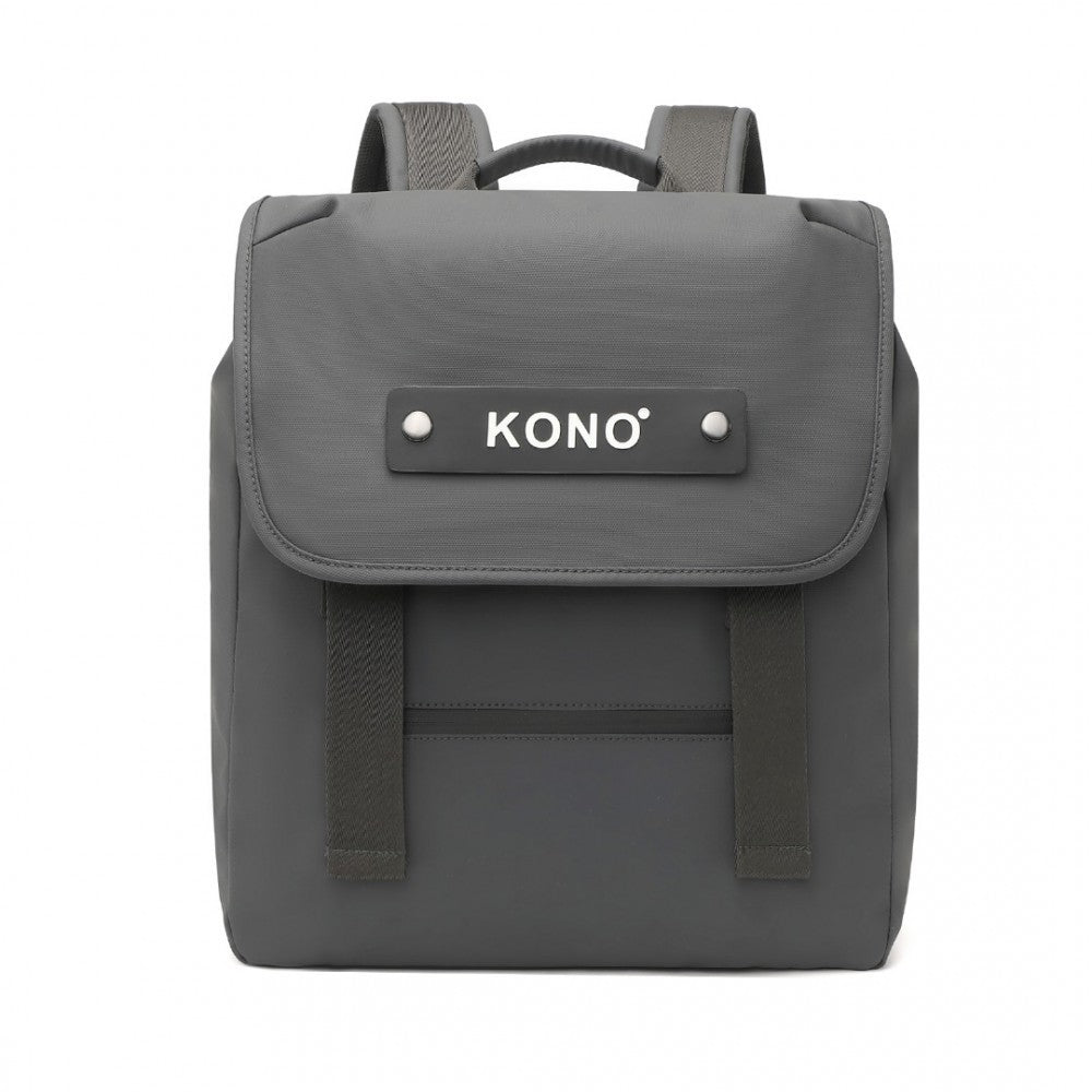 EQ2327 - KONO PVC COATED WATER-RESISTANT STREAMLINED AND INNOVATIVE FLAP BACKPACK - GREY