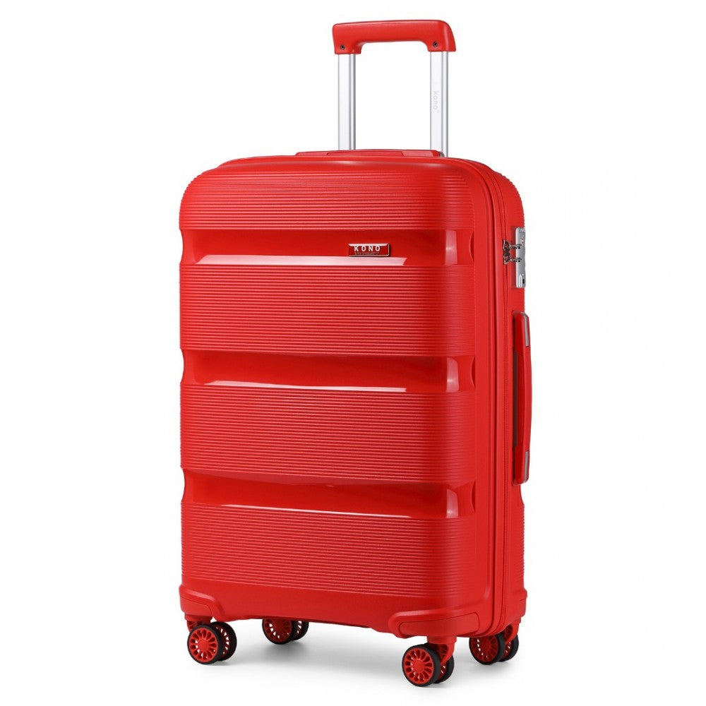 K2092L - KONO 24 INCH BRIGHT HARD SHELL PP SUITCASE - CLASSIC COLLECTION - RED