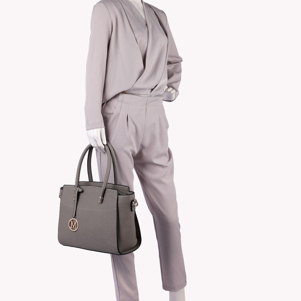 LT6627 - MISS LULU FAUX LEATHER LARGE WINGED TOTE BAG HANDBAG GREY