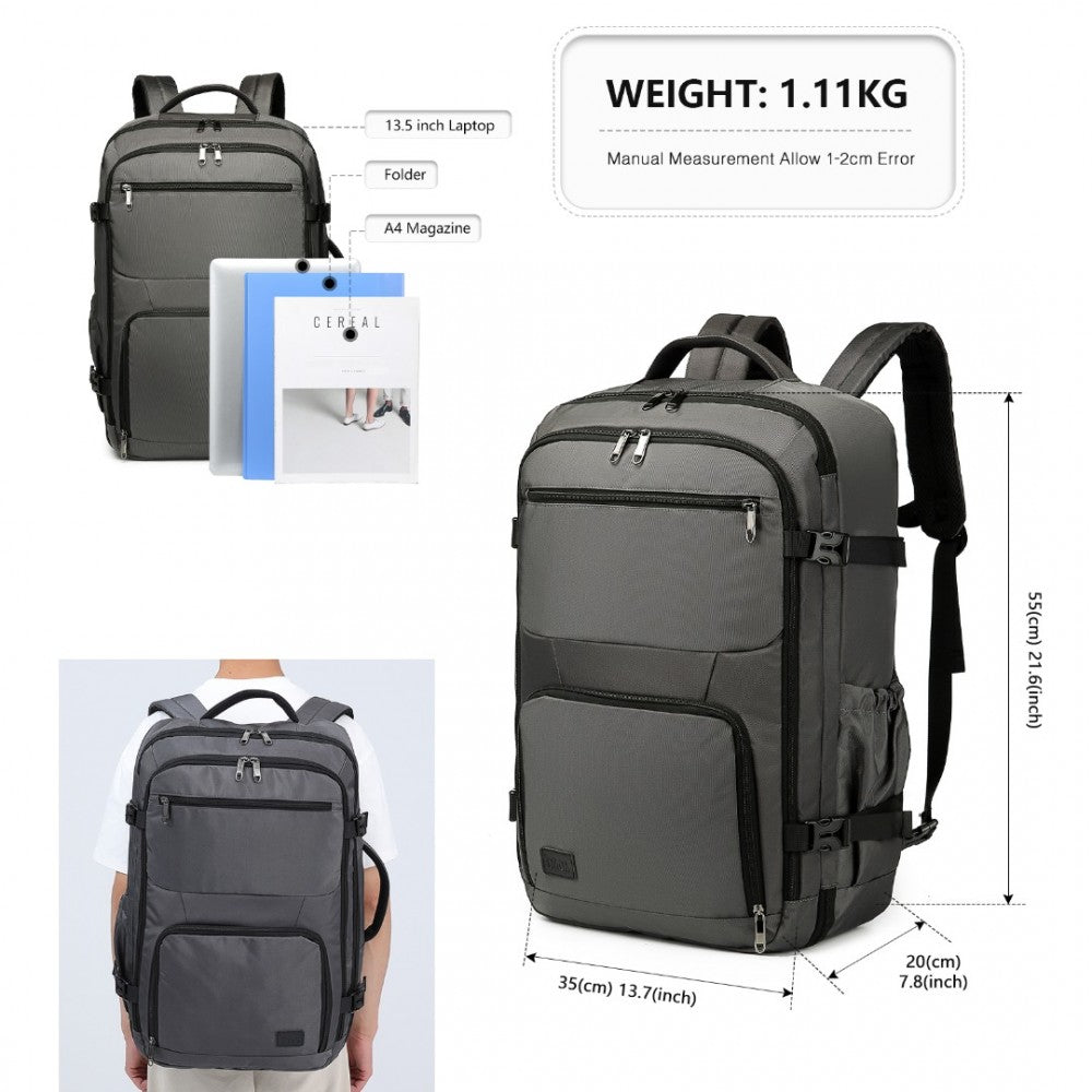 EM2207 - KONO MULTIFUNCTIONAL PORTABLE TRAVEL BACKPACK CABIN LUGGAGE BAG - GREY