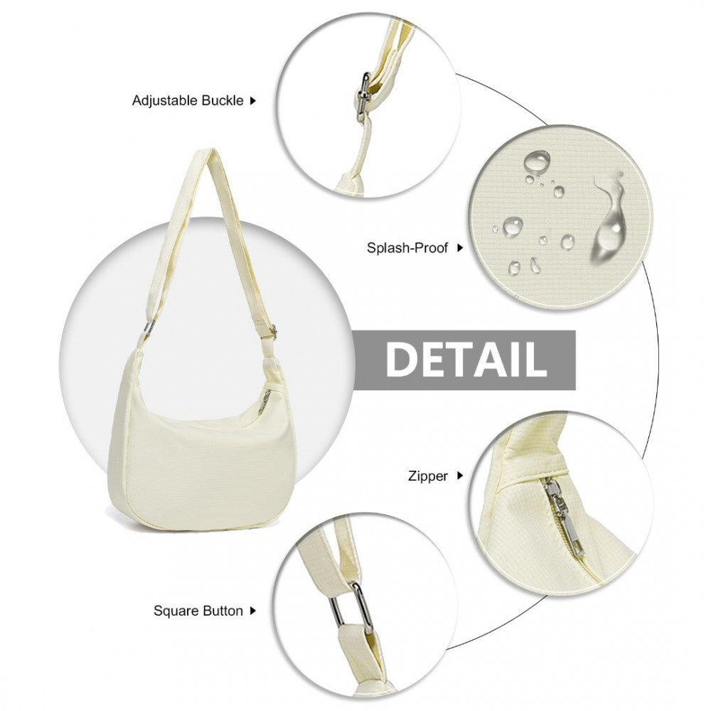 S2314 - WATER-RESISTANT PORTABLE CRESCENT SHOULDER CROSS BODY BAG - BEIGE