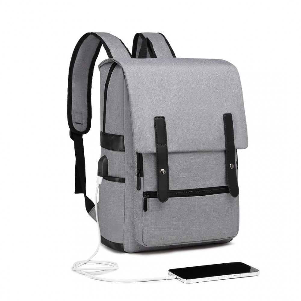 EG2032 - KONO SMART PRACTICAL BACKPACK WITH USB CHARGABLE INTERFACE - GREY