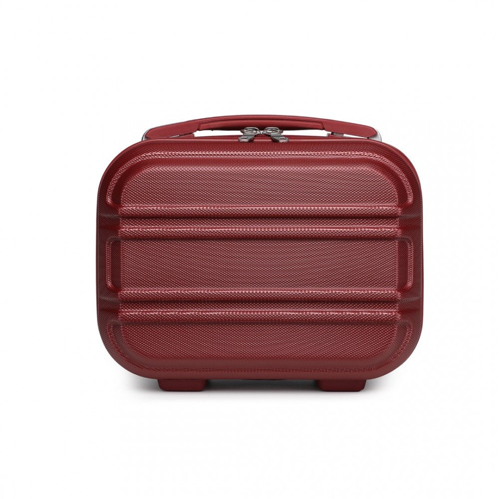 K1871-1L - KONO 12 INCH LIGHTWEIGHT HARD SHELL ABS VANITY CASE - BURGUNDY