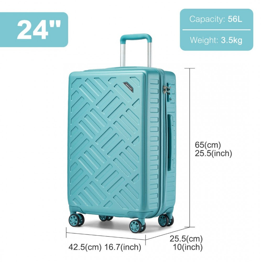 KSS2495 - SUPERCASE 24 INCH SLEEK GEOMETRIC PATTERN HARD SHELL ABS+PC CHECK-IN SUITCASE WITH TSA LOCK FOR EFFORTLESS TRAVEL - BLUE - The Baggage Shop