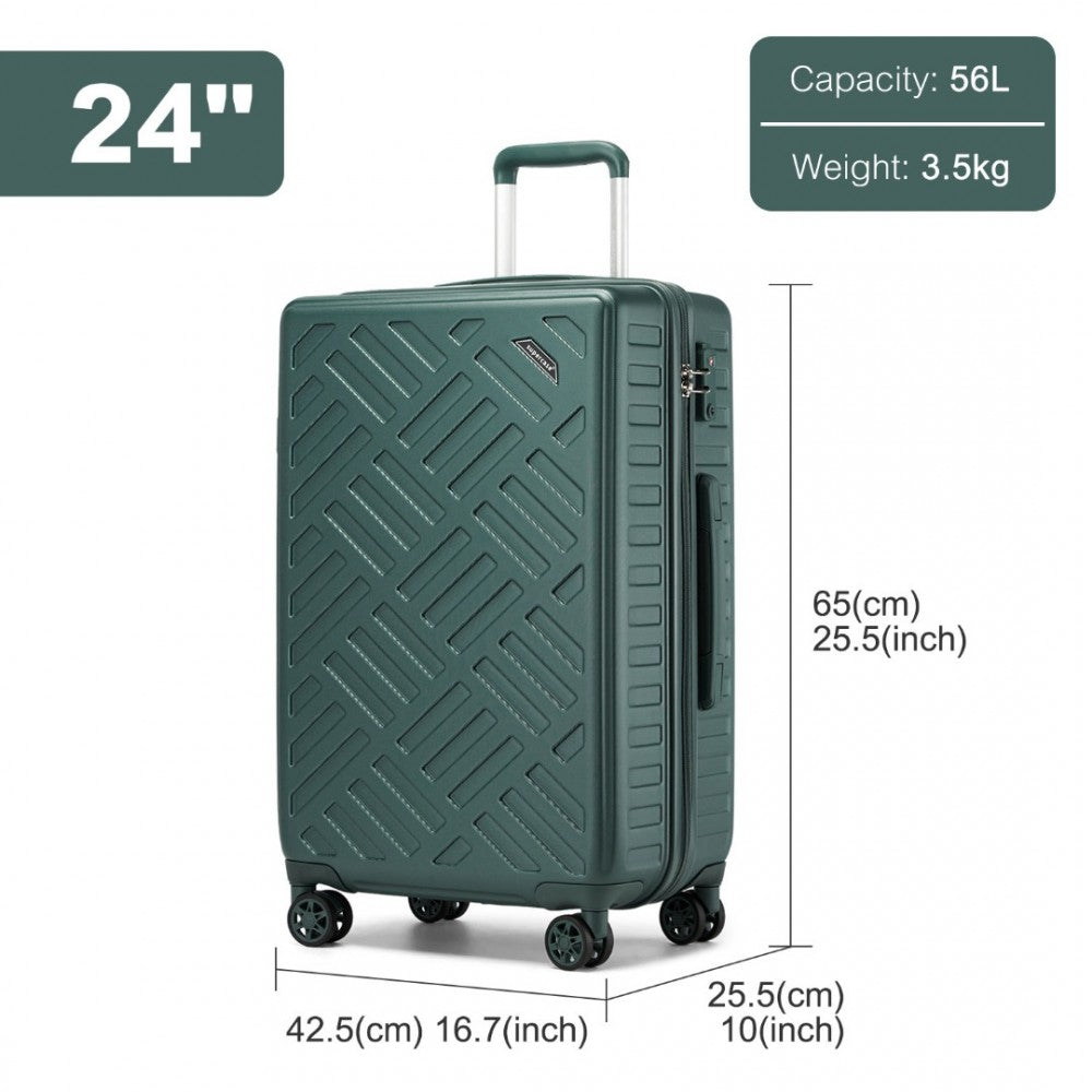 KSS2495 - SUPERCASE 24 INCH SLEEK GEOMETRIC PATTERN HARD SHELL ABS+PC CHECK-IN SUITCASE WITH TSA LOCK FOR EFFORTLESS TRAVEL - MILITARY GREEN - The Baggage Shop