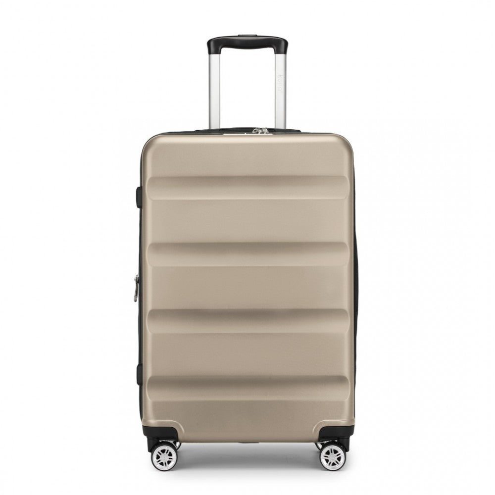 KSK2482 - KONO 24 INCH EXPANDABLE HORIZONTAL ENGRAVED HARD SHELL ABS+PC CHECK-IN SUITCASE WITH TSA LOCK - GOLD - The Baggage Shop