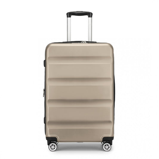 KSK2482 - KONO 24 INCH EXPANDABLE HORIZONTAL ENGRAVED HARD SHELL ABS+PC CHECK-IN SUITCASE WITH TSA LOCK - GOLD - The Baggage Shop