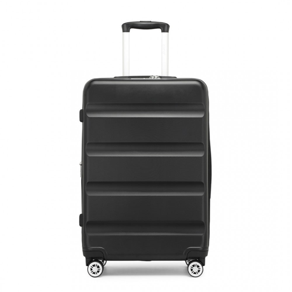 KSK2482 - KONO 28 INCH EXPANDABLE HORIZONTAL ENGRAVED HARD SHELL ABS+PC CHECK-IN SUITCASE WITH TSA LOCK - BLACK - The Baggage Shop