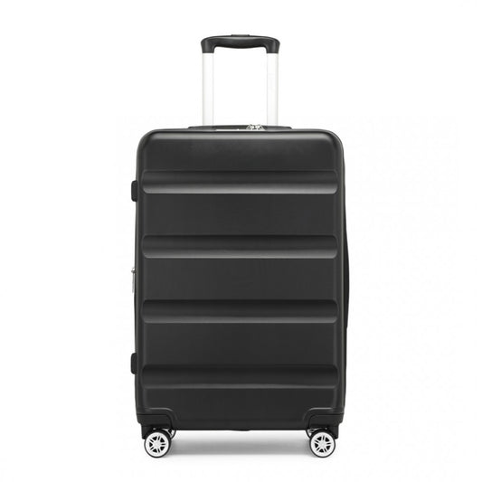 KSK2482 - KONO 28 INCH EXPANDABLE HORIZONTAL ENGRAVED HARD SHELL ABS+PC CHECK-IN SUITCASE WITH TSA LOCK - BLACK - The Baggage Shop