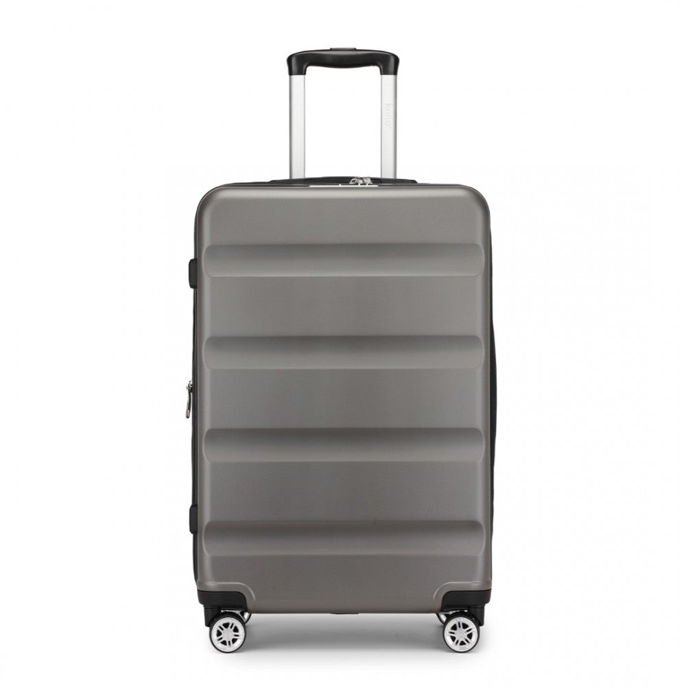 KSK2482 - KONO 24 INCH EXPANDABLE HORIZONTAL ENGRAVED HARD SHELL ABS+PC CHECK-IN SUITCASE WITH TSA LOCK - GREY - The Baggage Shop