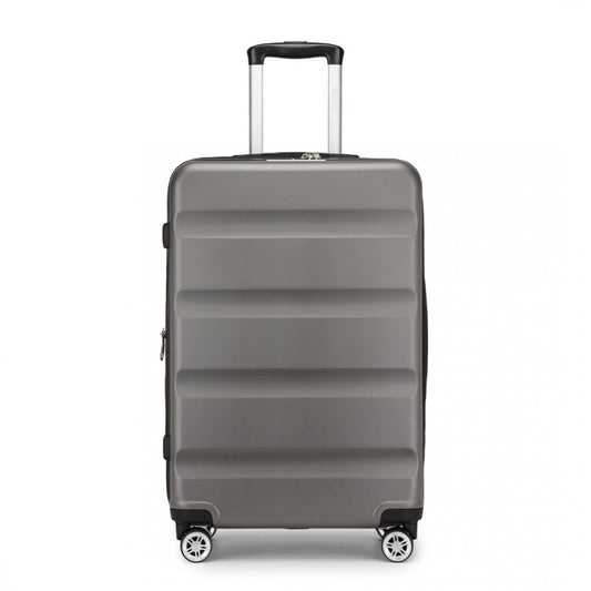 KSK2482 - KONO 24 INCH EXPANDABLE HORIZONTAL ENGRAVED HARD SHELL ABS+PC CHECK-IN SUITCASE WITH TSA LOCK - GREY - The Baggage Shop