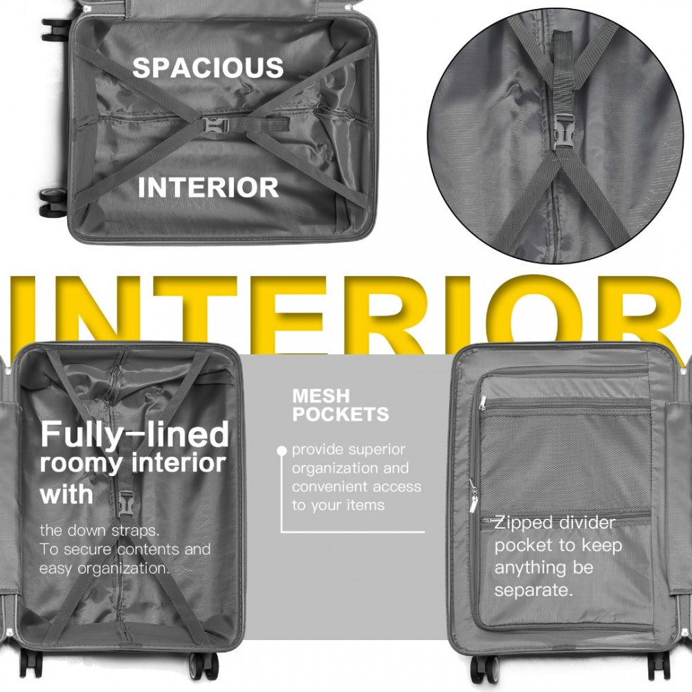 K2392L - BRITISH TRAVELLER 3 PCS MULTI-TEXTURE POLYPROPYLENE HARD SHELL SUITCASE WITH TSA LOCK - BLACK - The Baggage Shop