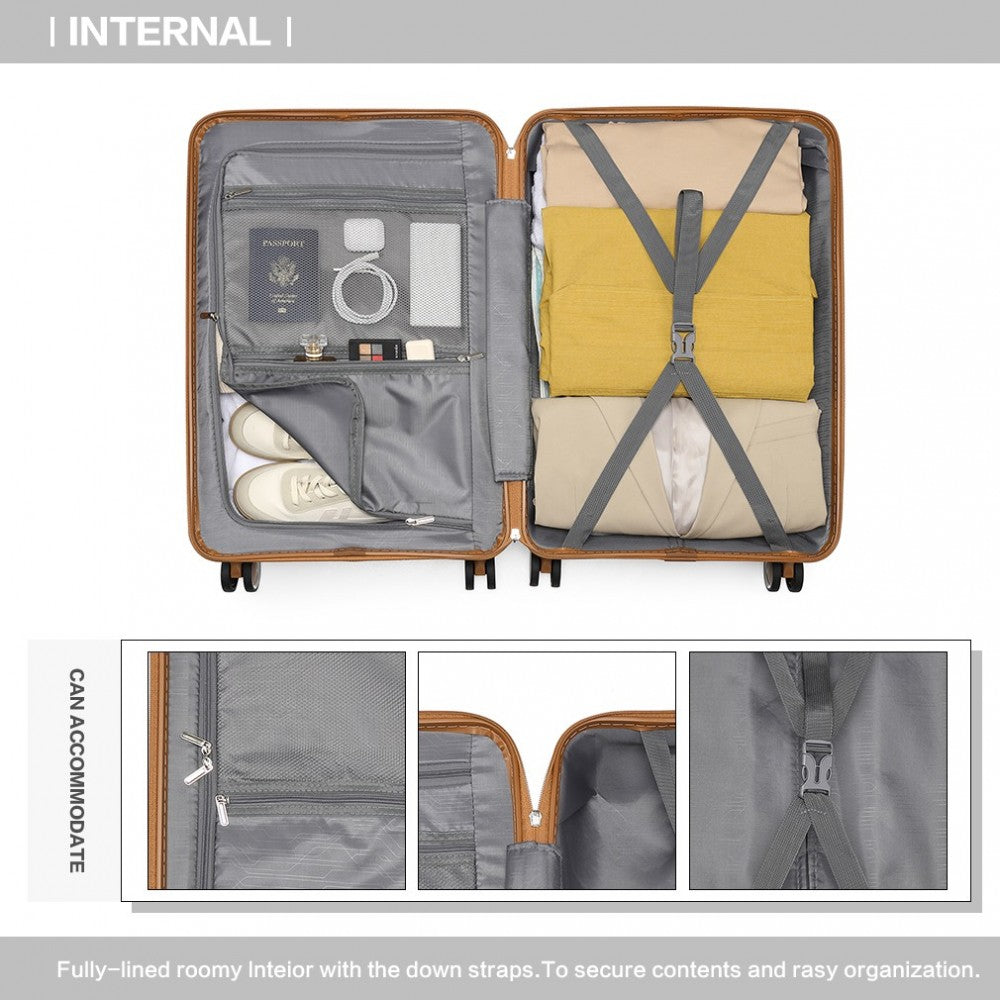 K2392L - BRITISH TRAVELLER 3 PCS MULTI-TEXTURE POLYPROPYLENE HARD SHELL SUITCASE WITH TSA LOCK - CREAM - The Baggage Shop