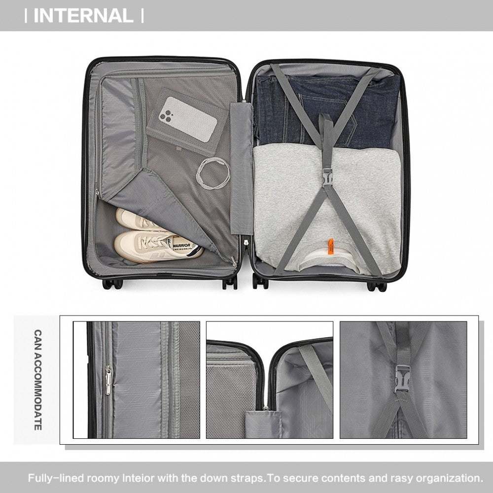 K2393L - BRITISH TRAVELLER 3 PCS SET SPINNER HARD SHELL PP SUITCASE WITH TSA LOCK - BLACK - The Baggage Shop