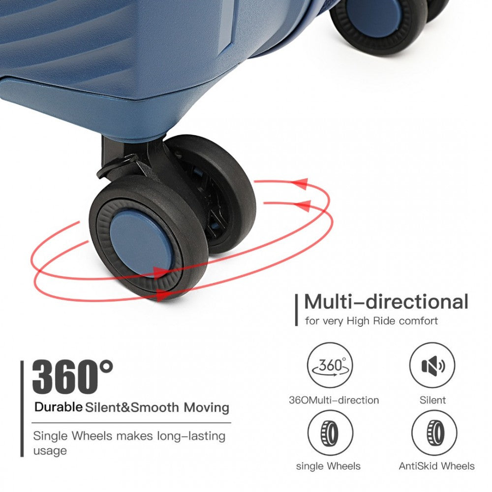 K2393L - BRITISH TRAVELLER 3 PCS SET SPINNER HARD SHELL PP SUITCASE WITH TSA LOCK - NAVY - The Baggage Shop