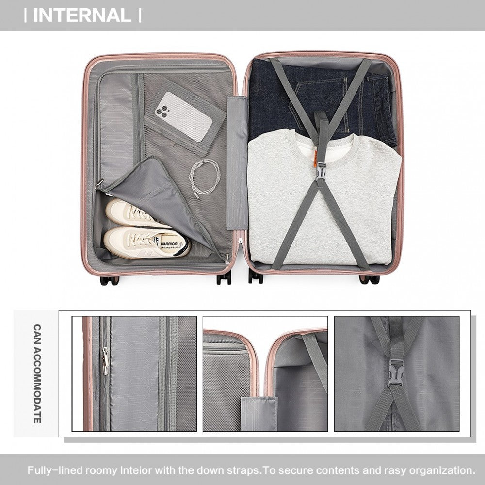 K2393L - BRITISH TRAVELLER 3 PCS SET SPINNER HARD SHELL PP SUITCASE WITH TSA LOCK - NUDE - The Baggage Shop