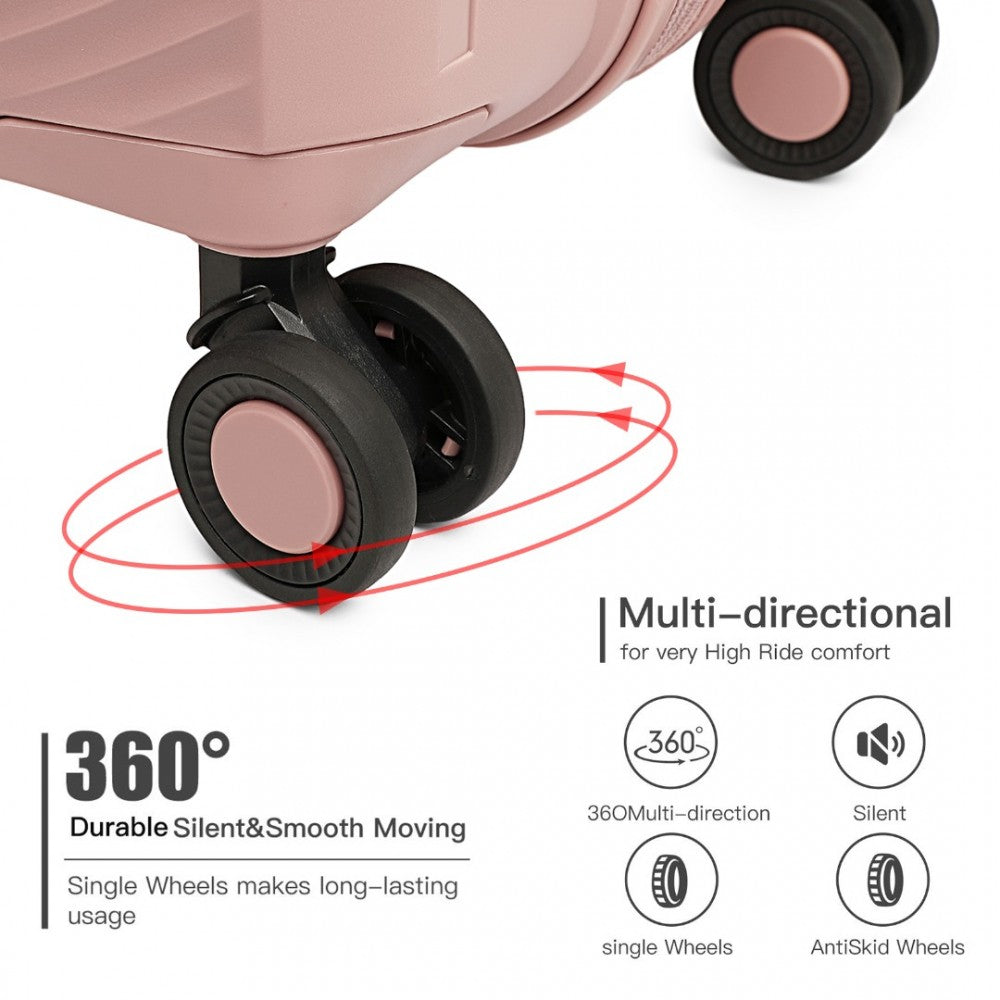 K2393L - BRITISH TRAVELLER 3 PCS SET SPINNER HARD SHELL PP SUITCASE WITH TSA LOCK - NUDE - The Baggage Shop