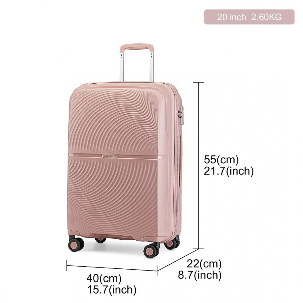 K2393L - BRITISH TRAVELLER 3 PCS SET SPINNER HARD SHELL PP SUITCASE WITH TSA LOCK - NUDE - The Baggage Shop