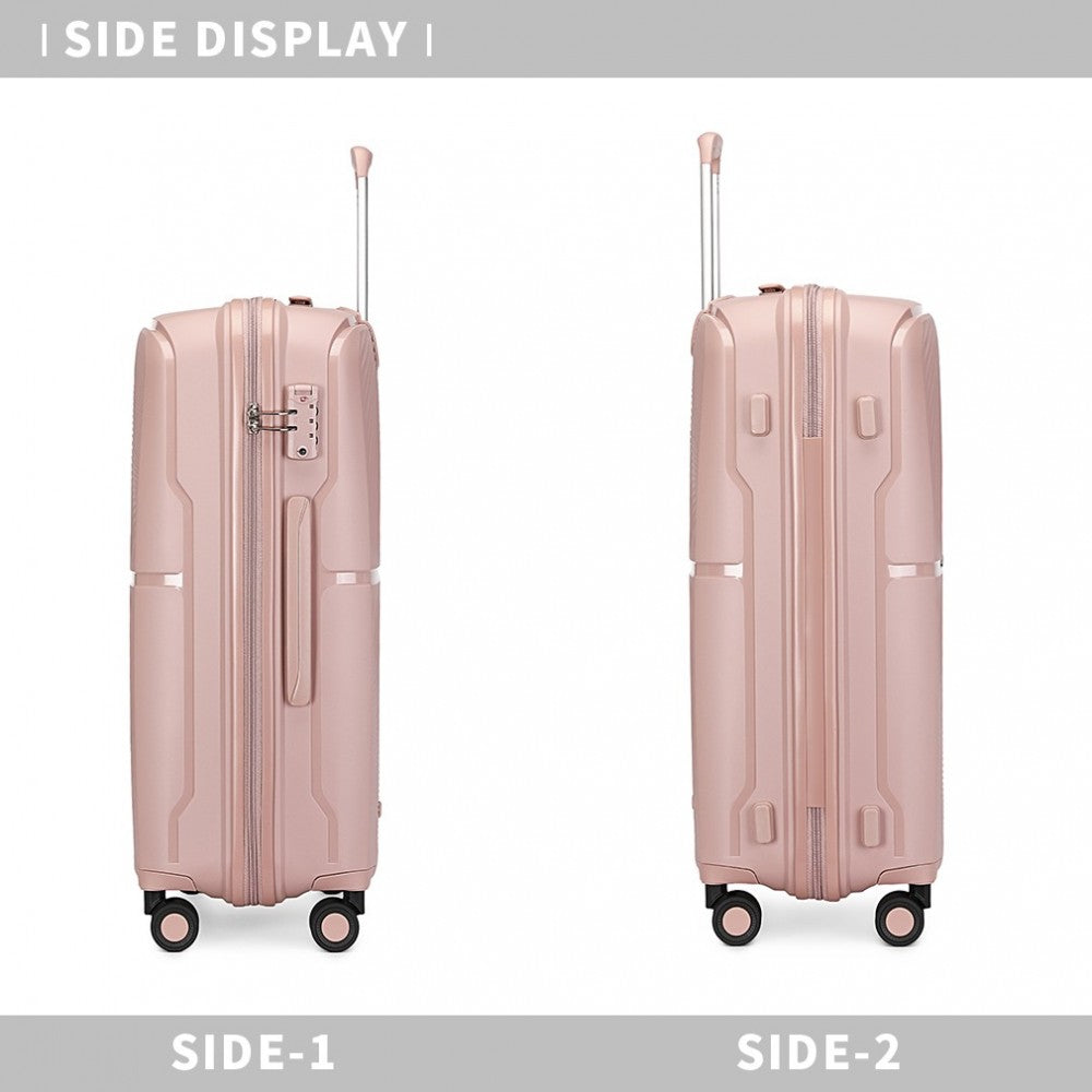 K2393L - BRITISH TRAVELLER 3 PCS SET SPINNER HARD SHELL PP SUITCASE WITH TSA LOCK - NUDE - The Baggage Shop