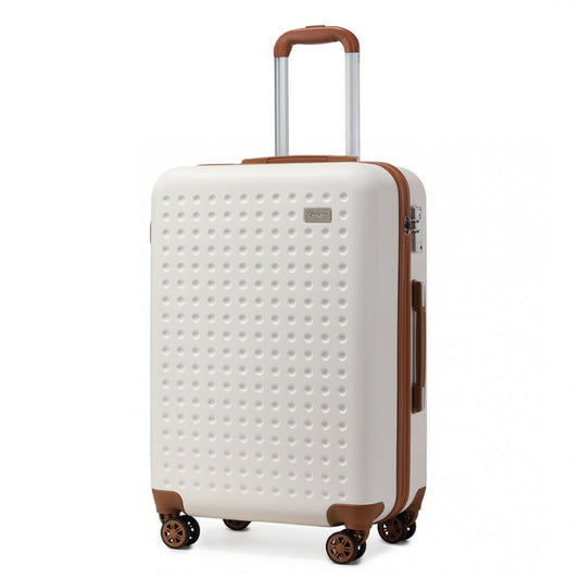 K2394L - KONO 28 INCH FLEXIBLE HARD SHELL ABS SUITCASE WITH TSA LOCK - CREAM - The Baggage Shop