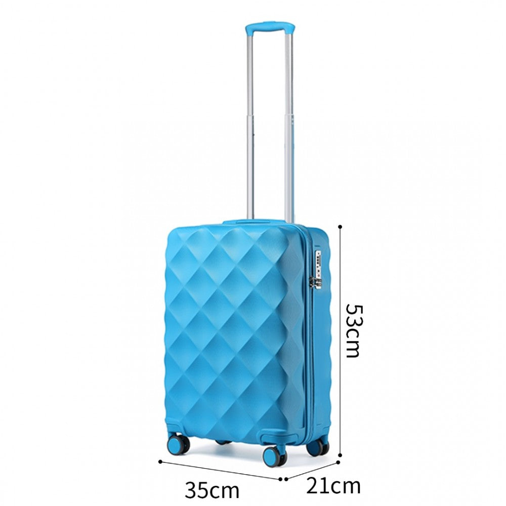 K2395L - BRITISH TRAVELLER ULTRALIGHT ABS AND POLYCARBONATE BUMPY DIAMOND 3 PCS LUGGAGE SET WITH TSA LOCK - BLUE - The Baggage Shop