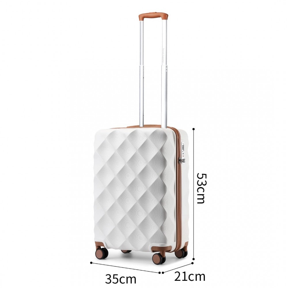 K2395L - BRITISH TRAVELLER ULTRALIGHT ABS AND POLYCARBONATE BUMPY DIAMOND 3 PCS LUGGAGE SET WITH TSA LOCK - CREAM - The Baggage Shop