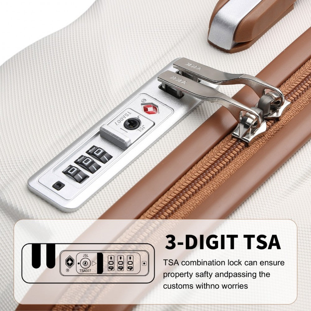 K2395L - BRITISH TRAVELLER ULTRALIGHT ABS AND POLYCARBONATE BUMPY DIAMOND 3 PCS LUGGAGE SET WITH TSA LOCK - CREAM - The Baggage Shop
