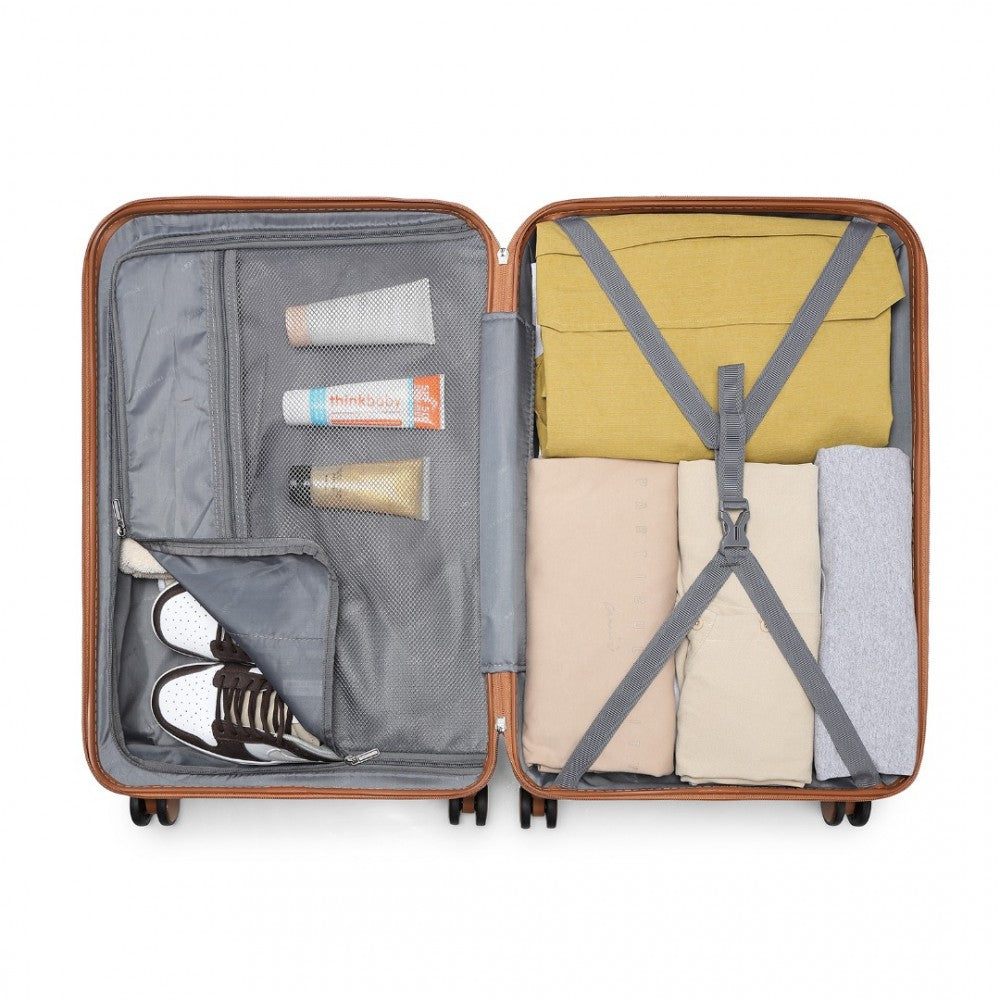 K2395L - BRITISH TRAVELLER ULTRALIGHT ABS AND POLYCARBONATE BUMPY DIAMOND 3 PCS LUGGAGE SET WITH TSA LOCK - CREAM - The Baggage Shop