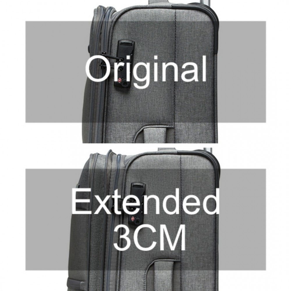 K2397L - BRITISH TRAVELLER 28 INCH LIGHTWEIGHT SOFT SHELL EXPANDABLE SUITCASE WITH TSA LOCK - GREY - The Baggage Shop