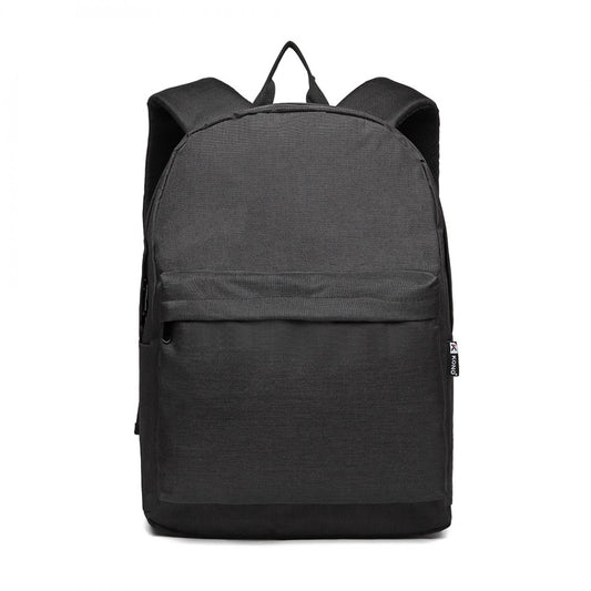 E1930 - KONO DURABLE POLYESTER EVERYDAY BACKPACK WITH SLEEK DESIGN - BLACK - The Baggage Shop