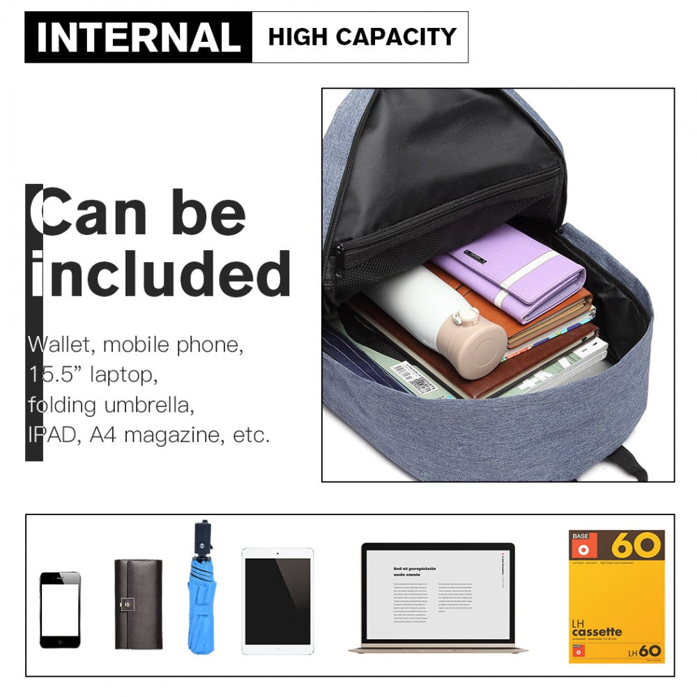 E1930 - KONO DURABLE POLYESTER EVERYDAY BACKPACK WITH SLEEK DESIGN - BLACK - The Baggage Shop
