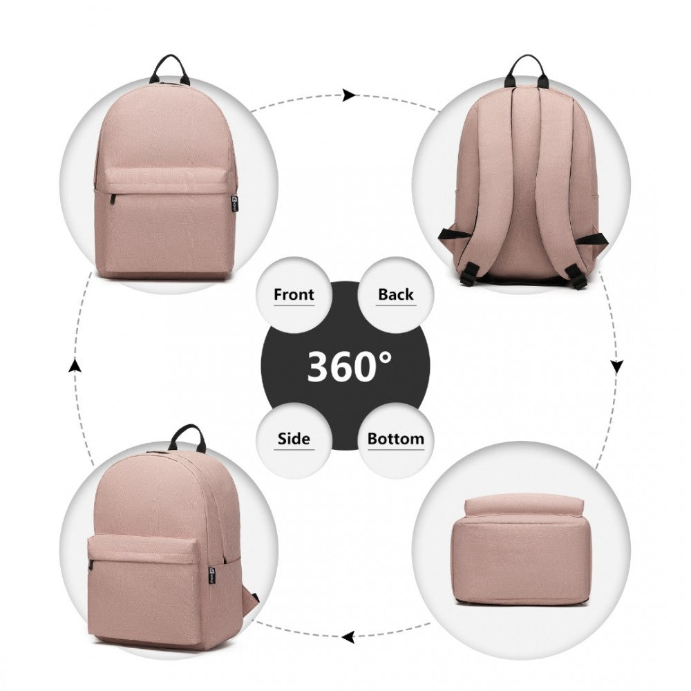 E1930 - KONO DURABLE POLYESTER EVERYDAY BACKPACK WITH SLEEK DESIGN - PINK - The Baggage Shop