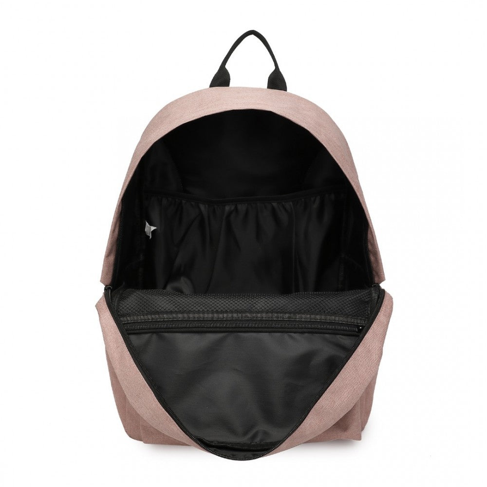 E1930 - KONO DURABLE POLYESTER EVERYDAY BACKPACK WITH SLEEK DESIGN - PINK - The Baggage Shop