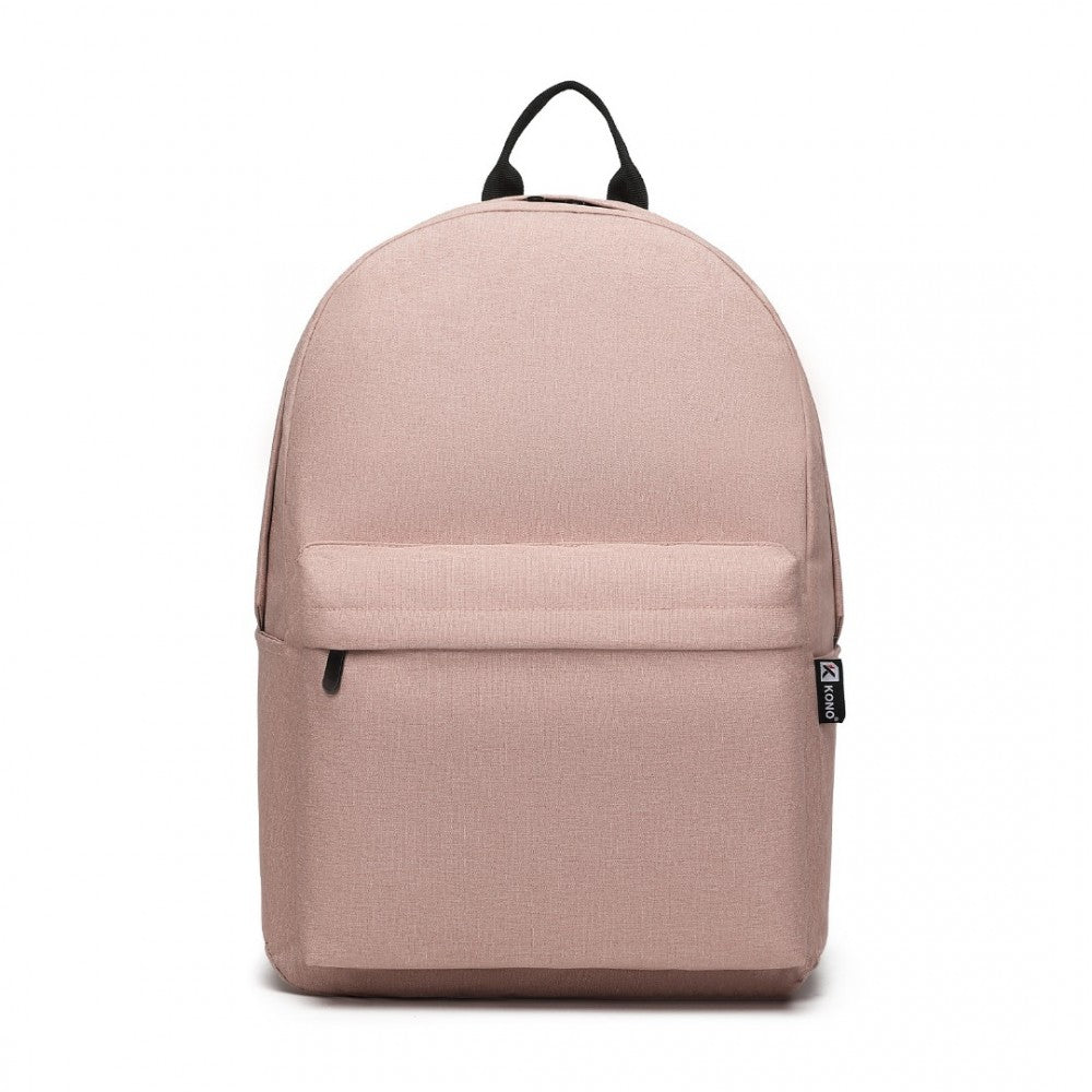E1930 - KONO DURABLE POLYESTER EVERYDAY BACKPACK WITH SLEEK DESIGN - PINK - The Baggage Shop