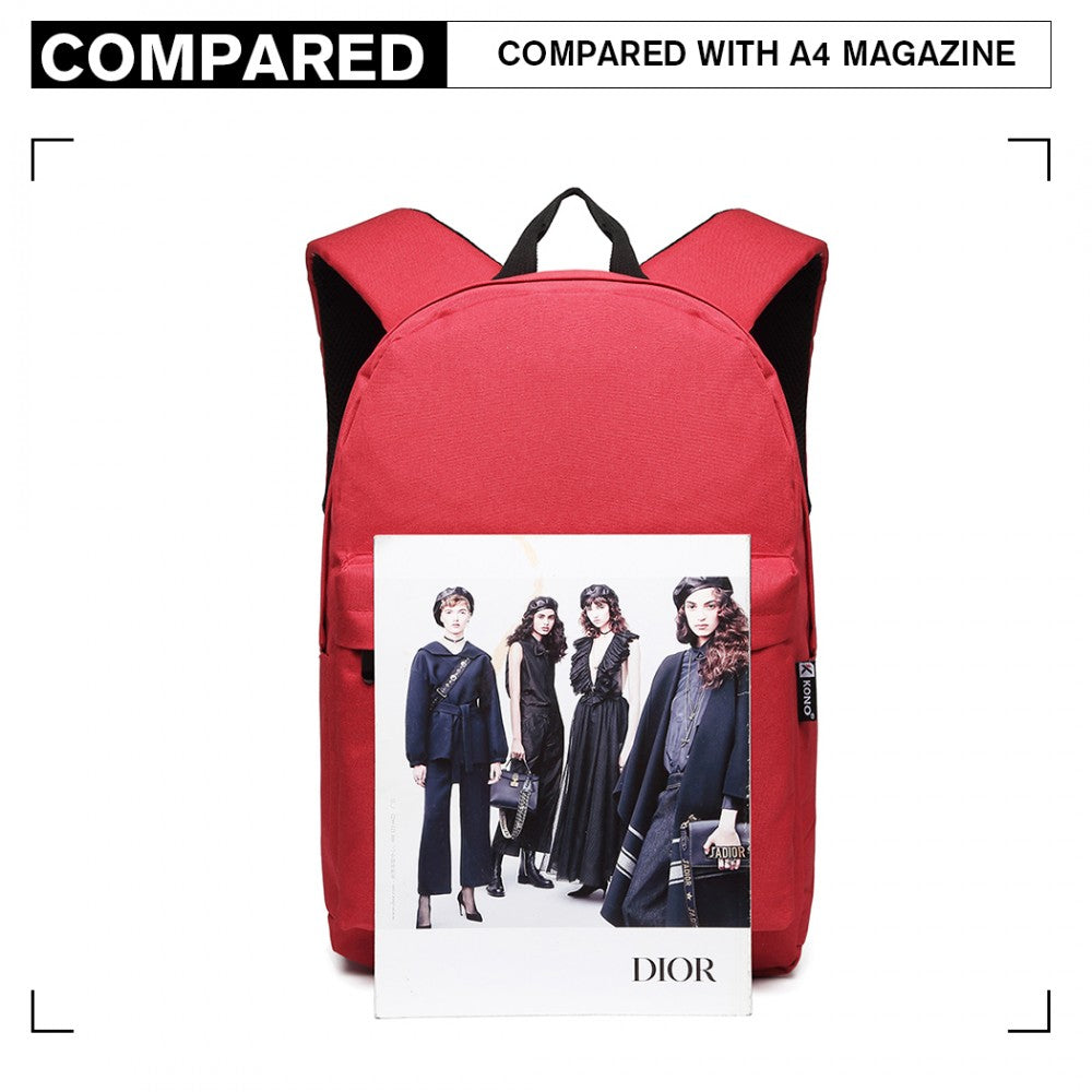 E1930 - KONO DURABLE POLYESTER EVERYDAY BACKPACK WITH SLEEK DESIGN - RED - The Baggage Shop