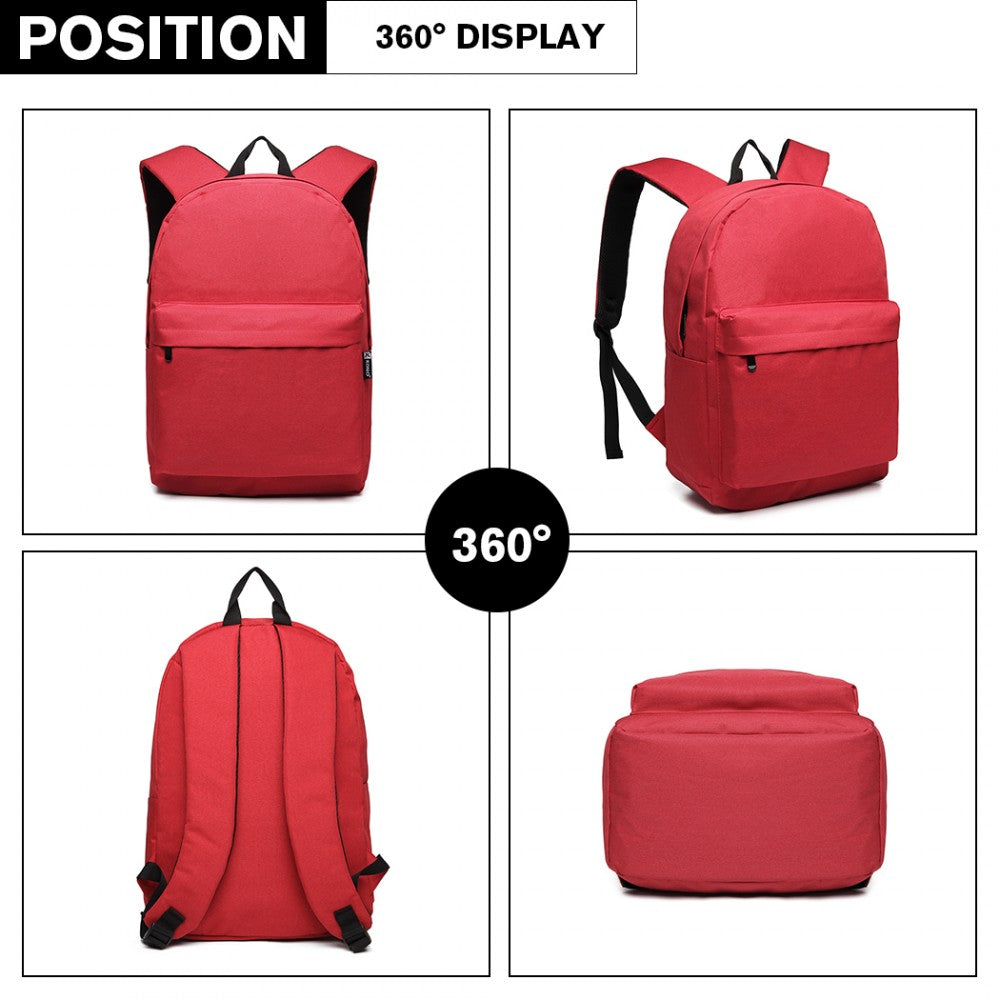 E1930 - KONO DURABLE POLYESTER EVERYDAY BACKPACK WITH SLEEK DESIGN - RED - The Baggage Shop