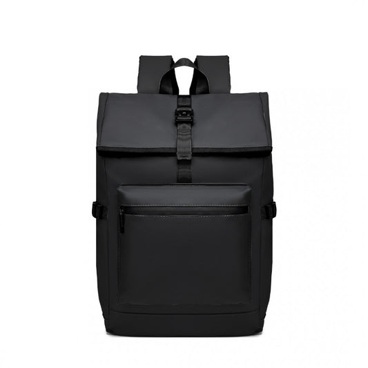 E2330 - KONO DURABLE PVC COATED WATER-RESISTANT STYLISH BACKPACK - BLACK - The Baggage Shop