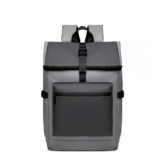 E2330 - KONO DURABLE PVC COATED WATER-RESISTANT STYLISH BACKPACK - BLACK - The Baggage Shop