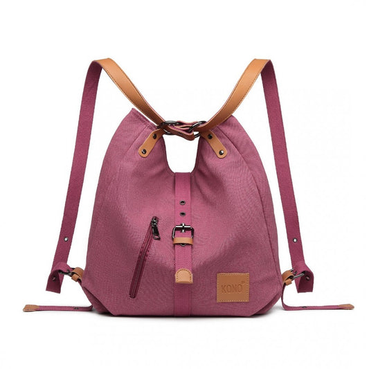 E6850 - KONO CANVAS HOBO SLOUCH SHOULDER BAG AND BACKPACK - BLUE - The Baggage Shop