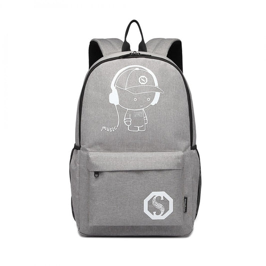 E6877 - KONO MULTI-FUNCTIONAL GLOW-IN-THE-DARK TROLLEY BACKPACK - GREY - The Baggage Shop