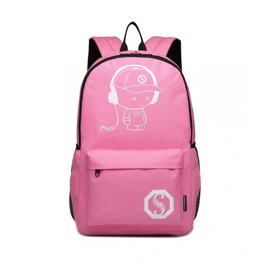 E6877 - KONO MULTI-FUNCTIONAL GLOW-IN-THE-DARK TROLLEY BACKPACK - PINK - The Baggage Shop